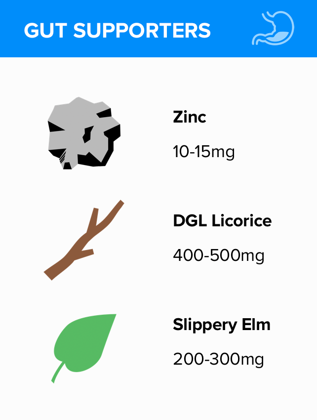 Zinc DGL Slippery Elm leaky gut